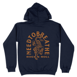 Navy blue hoodie with 'NEEDTOBREATHE' and tiger graphic on the back, on a white background